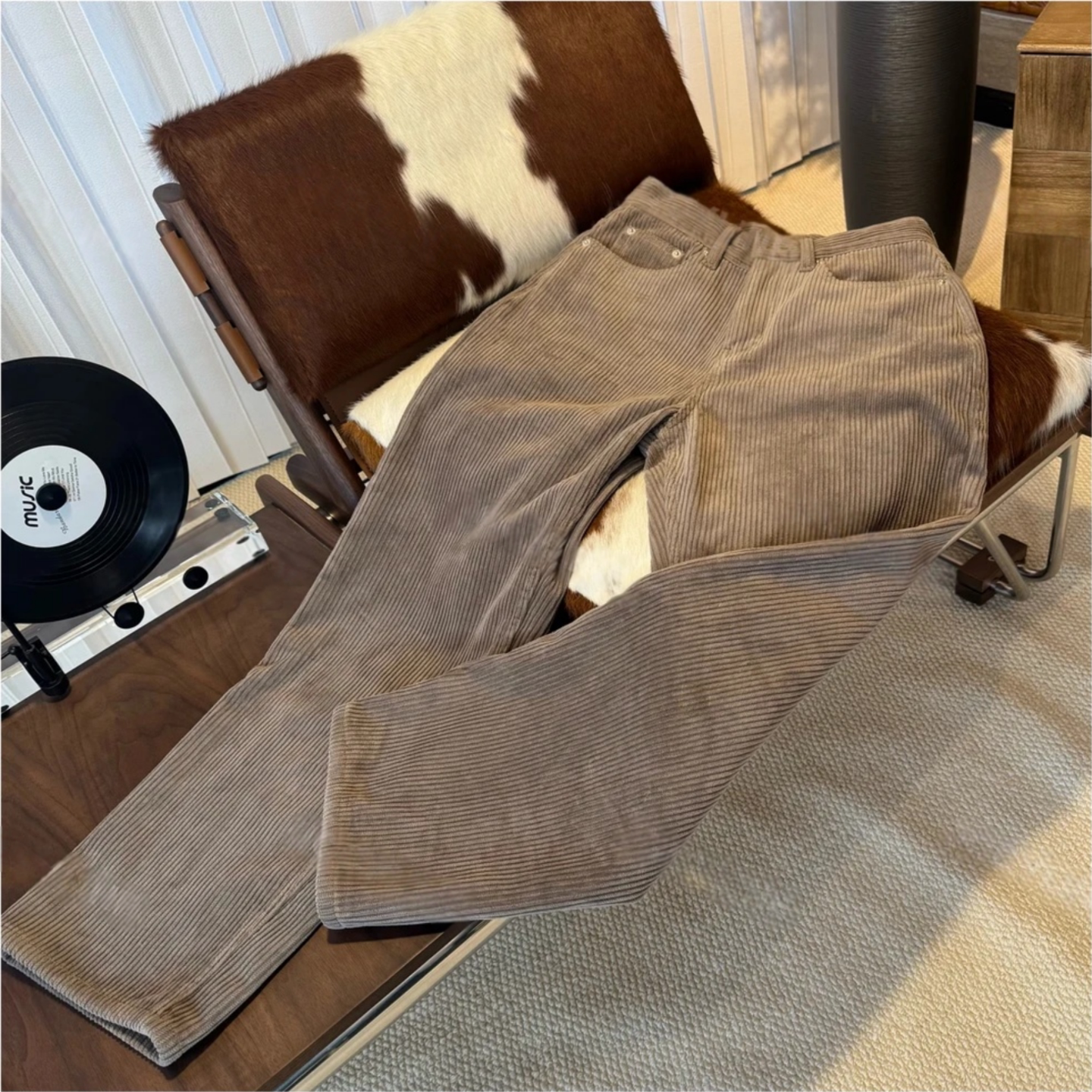 秋冬季小众设计款灯芯绒休闲裤男款加绒保暖百搭款直筒裤潮流长裤