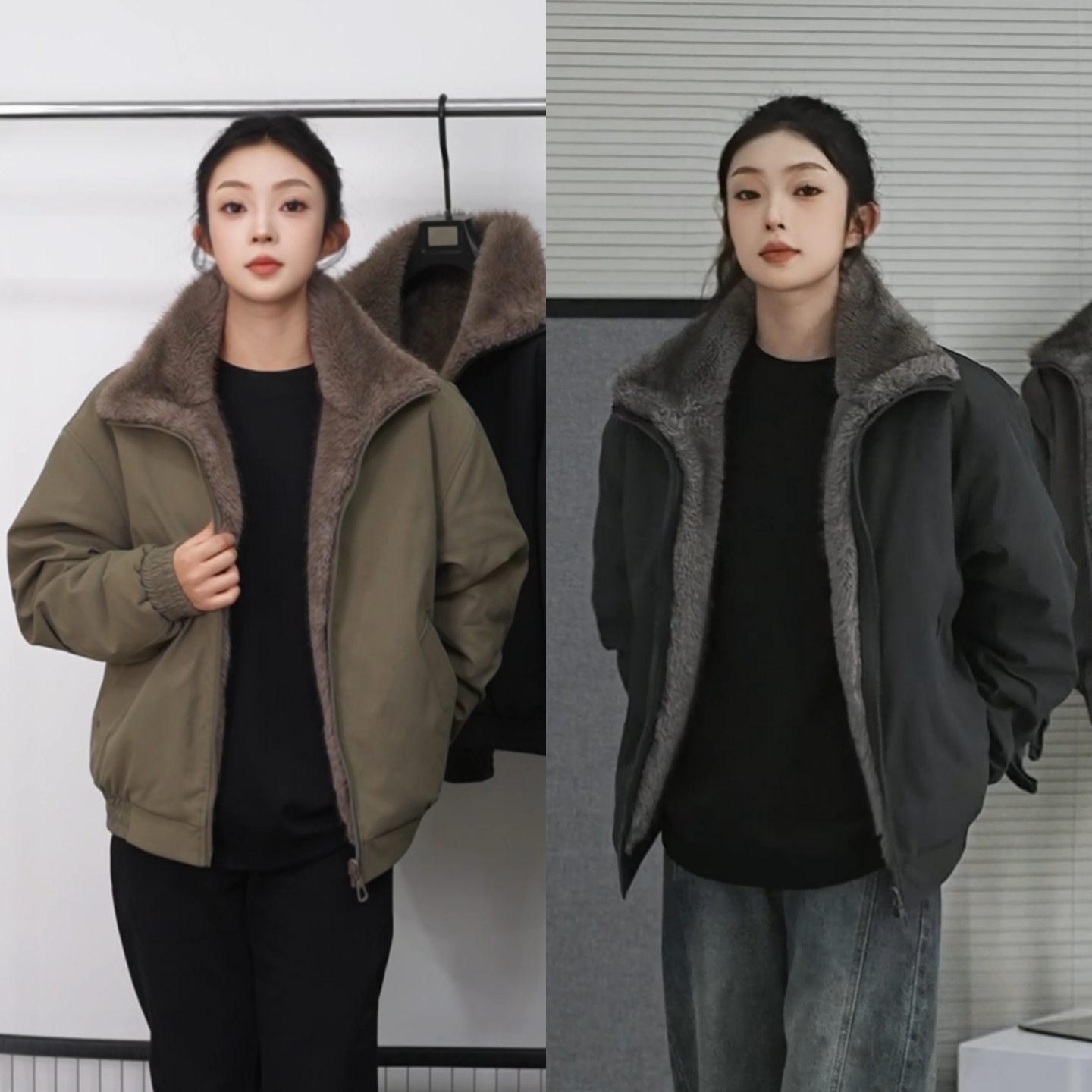 【两面穿座山雕】冬季重磅保暖加厚加绒夹克高级感时尚翻领外套男