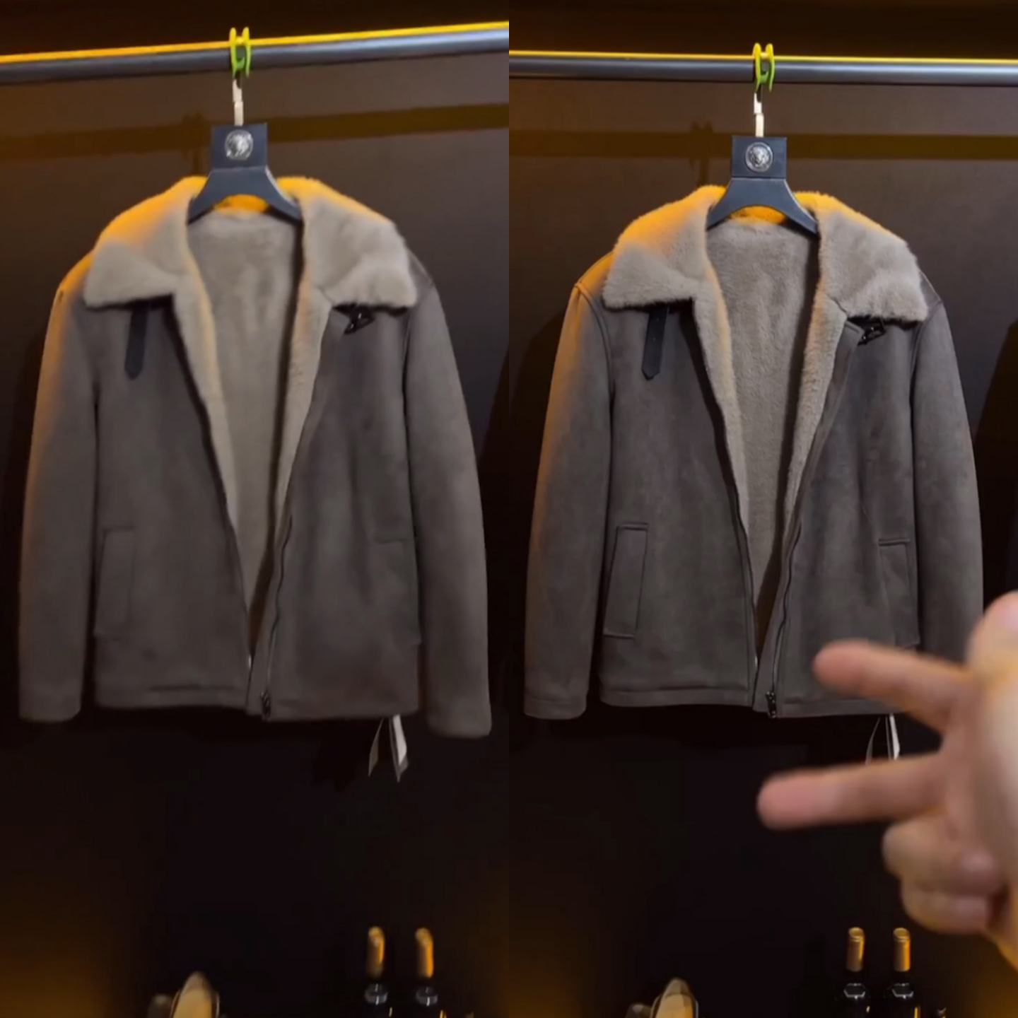 轻奢复古风翻领皮毛一体夹克男冬季时尚加绒休闲保暖外套潮流百搭