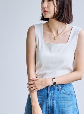 Coce外贸出口日单尾货 人手一件 打底外穿带胸垫插片方领无袖背心