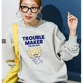 FS外贸出口日本原单尾货 软糯加绒经典 动漫植绒印花图案套头卫衣