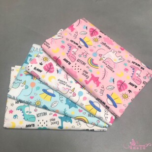 棉纯斜纹印花幼布料儿园卡通布料床品宝宝连衣裙面料1.6宽 独角兽