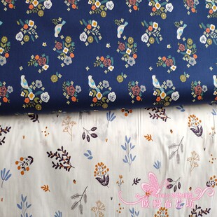 手工喜鹊花无荧光 窗帘床品面料 宝宝卡通全棉斜纹手工棉布 服装