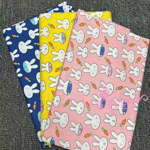 服装 宝宝卡通 窗帘床品面料 全棉斜纹印花手工棉布料 三色小兔
