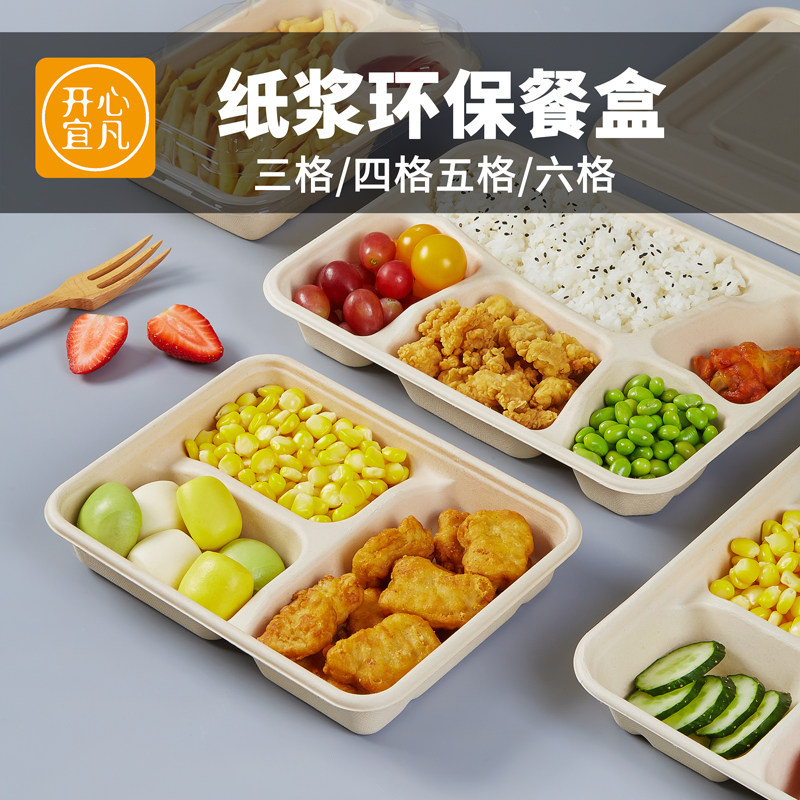 一次性餐盒食品级饭盒分格式餐盘打包盒带盖可微波加热三五六四格