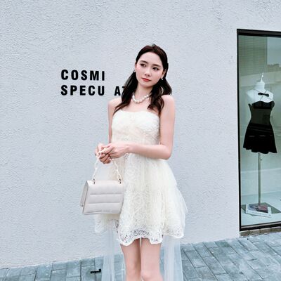 抹胸连衣裙女高端轻奢小众拖尾生日宴会礼服收腰显瘦公主蓬蓬裙子