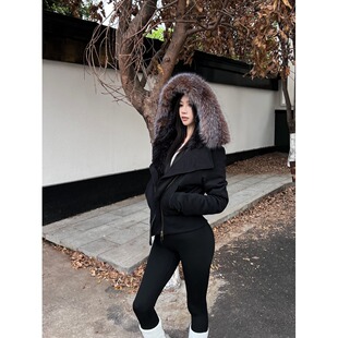 实拍实价   连帽毛领斜襟毛绒内胆拉链棉服外套