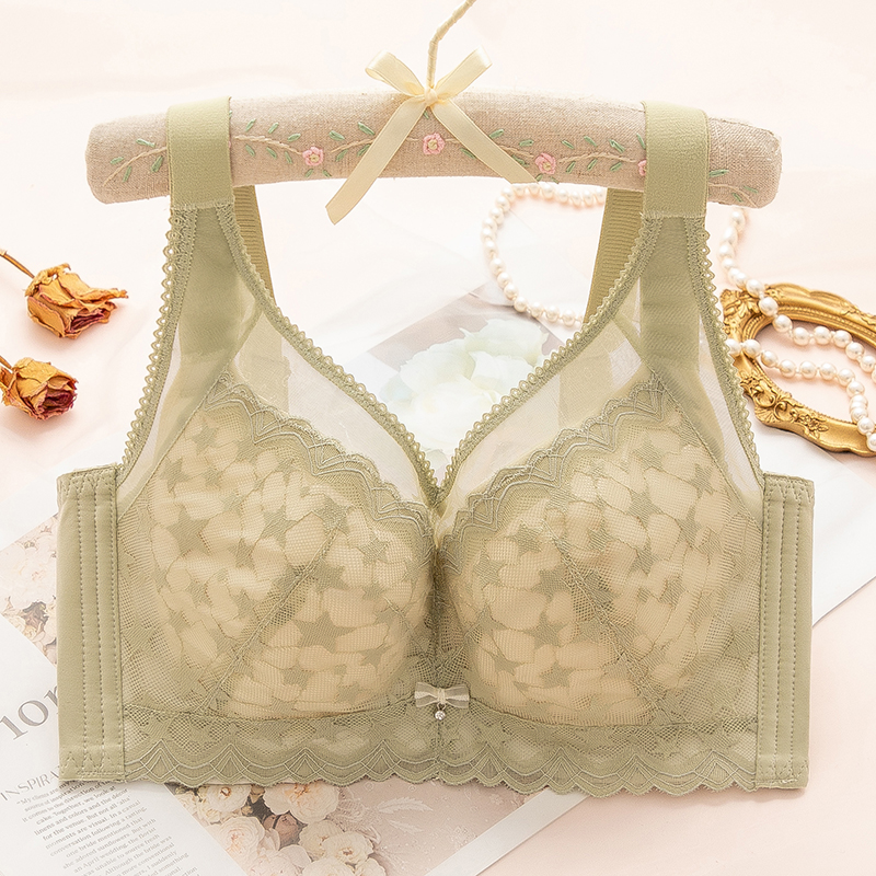 内衣女大胸显小薄款侧收副乳胖防下垂性感全罩杯调整型大码文胸罩