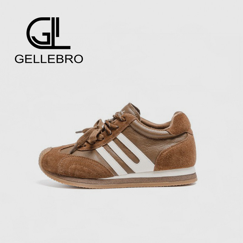 2025秋季新款厚底德训鞋女棕色丑萌双鞋带内增高运动鞋阿甘老爹鞋