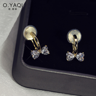 无耳洞一体式 隐形蚊香盘耳夹闪锆蝴蝶结耳钉清新女耳饰设计感