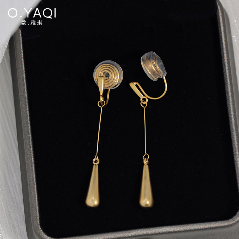 简约哑金水滴蚊香盘耳夹高级感