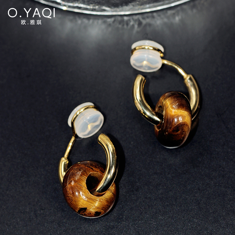 虎眼石小圈不痛牢固硅胶垫耳夹