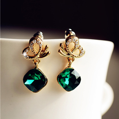 无耳洞耳夹闪钻蝴蝶银耳钉