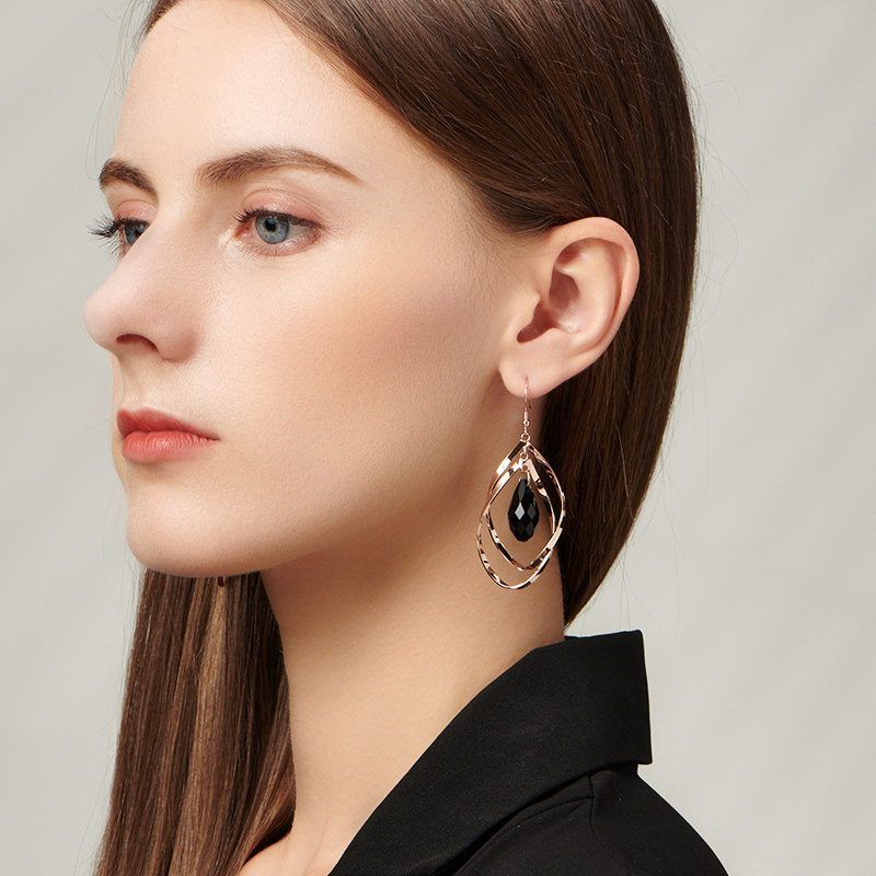 欧美风螺旋水滴无洞耳环无耳洞螺丝耳夹925银耳钩时尚耳饰个性女