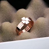 三件套个性 四叶草戒指钛钢玫瑰金时尚 戒子食指戒尾戒女流行潮质感