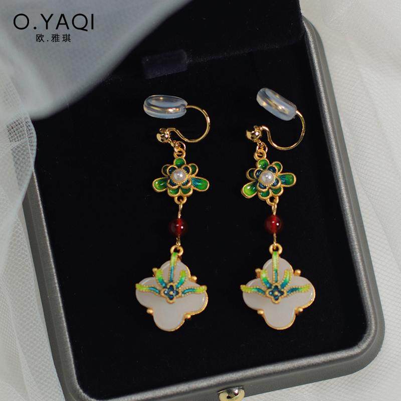 国潮四叶草蚊香盘耳夹新中式复古