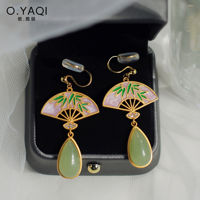 无耳洞新中式古法扇子水滴蚊香盘耳夹复古风耳钩耳环女国潮耳饰,饰品/流行首饰/时尚饰品新,耳夹,淘宝优惠券,粉丝福利购,淘宝优惠卷