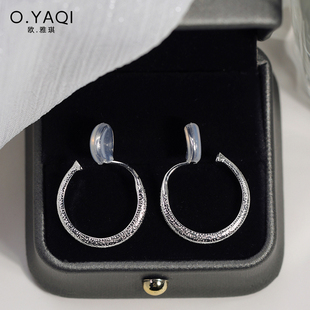 磨砂素圈无耳洞一体蚊香盘耳夹时尚 气质OL简约银色耳扣女耳饰隐形