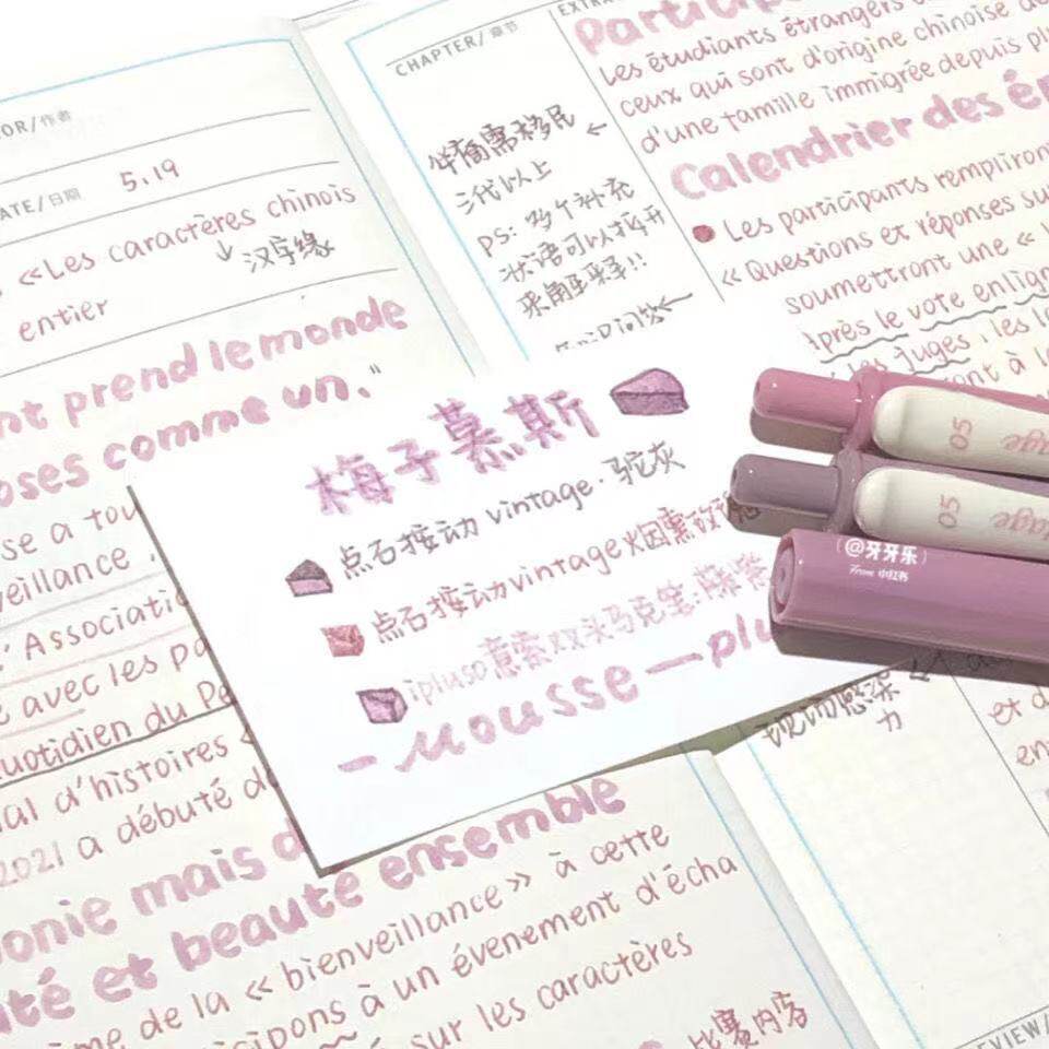 点石ds099复古色 按动彩色中性笔速干笔记配色手帐笔粉嫩色少女心
