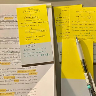 黄拼灰ins长条便签本高颜值小众简约空白素材本学生打卡日记规划