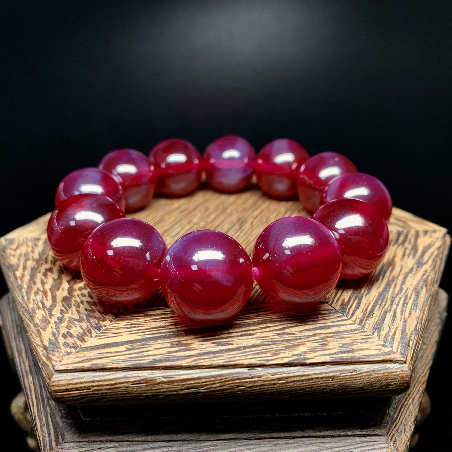 正品收藏级泰国红宝石圆珠时尚款手链本命年礼物显肤白原创