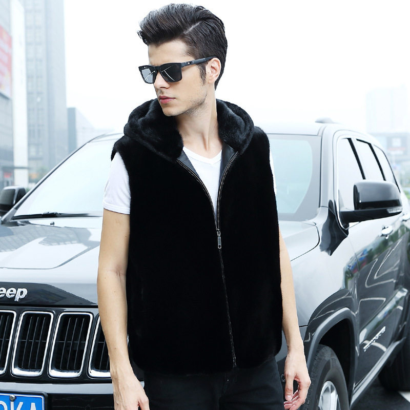 2023秋冬男装仿貂皮马甲男款仿皮草马甲大码休闲皮草连帽毛毛外套,男装,皮草,淘宝优惠券,粉丝福利购,淘宝优惠卷