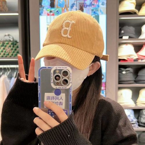 灯芯绒鸭舌帽MLB可调节棒球帽宽