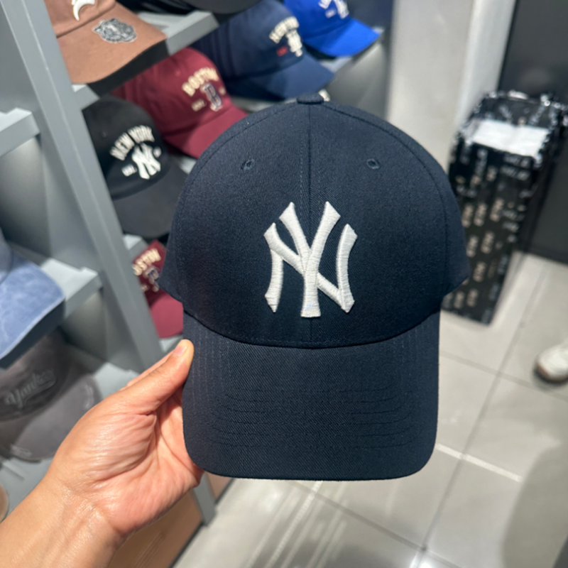 韩国MLB帽子NY洋基队硬顶字母刺绣遮阳棒球帽大头围鸭舌帽显脸小