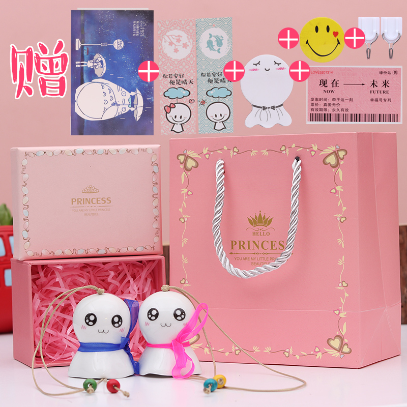 晴天娃娃陶瓷风铃挂饰可爱日式小清新女生卧室挂件创意生日礼物
