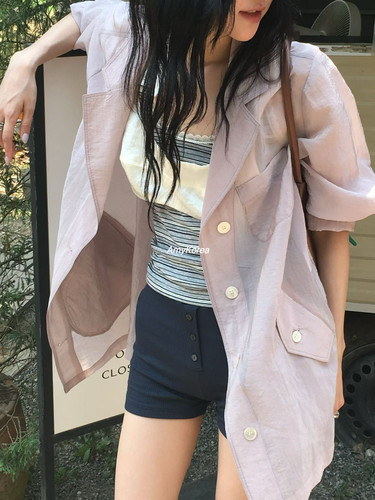 tempting Amy韩代 26春夏 东大门 纯色轻薄 西装夹克外套中长款