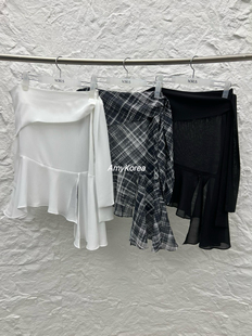 novus Amy韩代 26早春 东大门 洋气不规则格子 半身短裙 叠穿微透