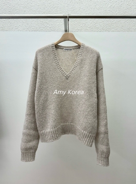 ROMANTICIZE Amy韩代 25fw 东大门 羊驼毛混纺 V领套头长袖针织衫