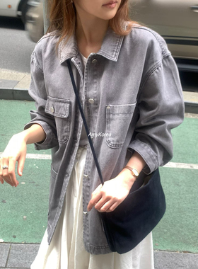 OVERTAKE Amy韩代 26早春 东大门 做旧翻领工装牛仔外套 休闲洋气