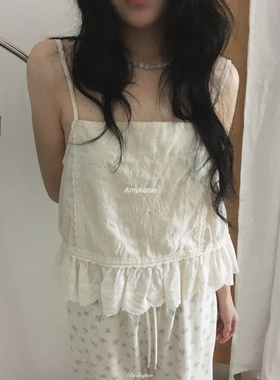 by chapter Amy韩代 26春夏 东大门 刺绣蕾丝花边 吊带背心 纯色