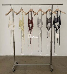 lake Amy韩代 26早春 东大门 洋气纯色 系带挂脖针织吊带背心