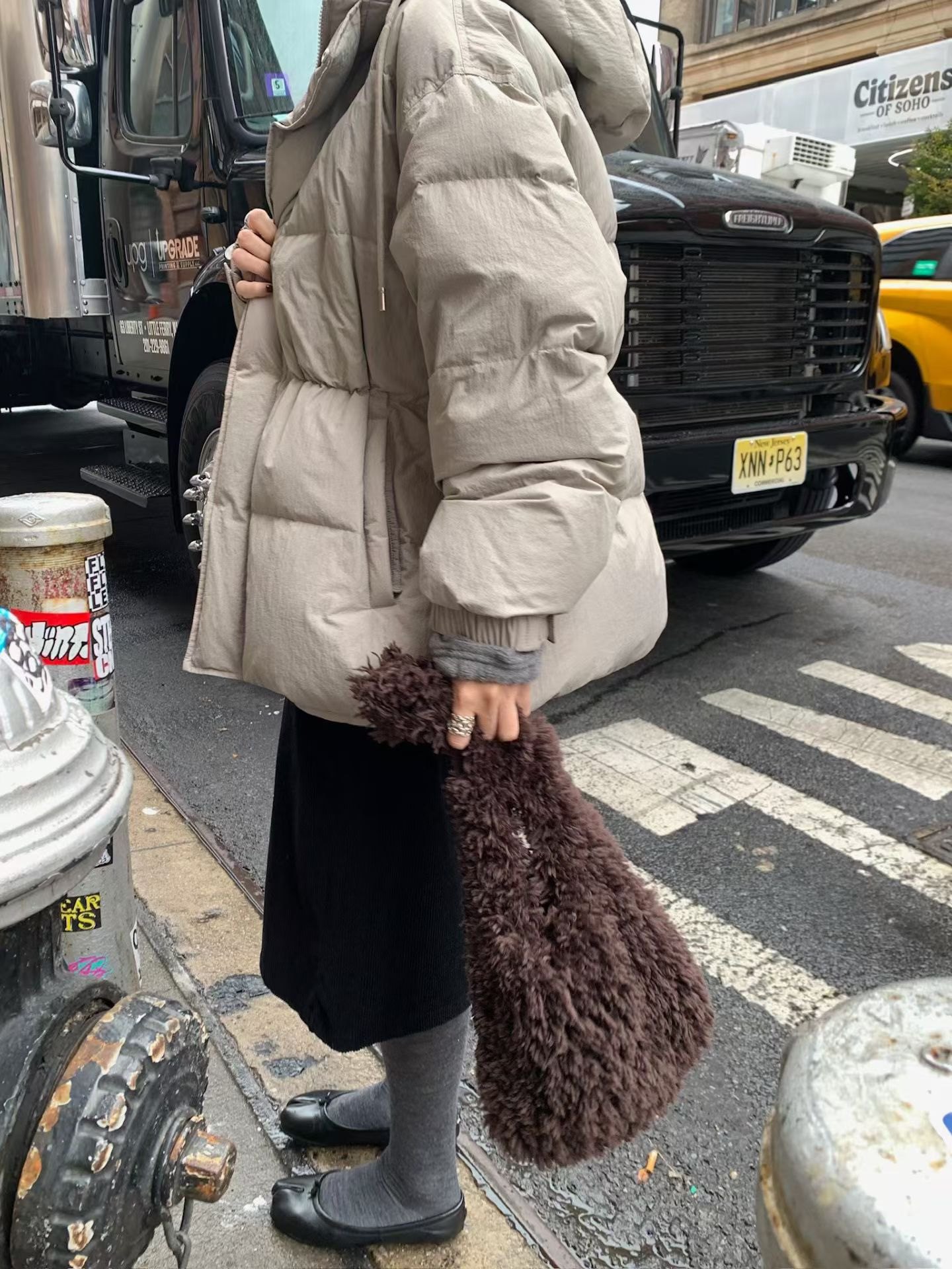 UNDERSON Amy韩代 25fw 东大门 纯色连帽 羽绒服 中长款