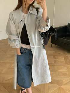 东大门 26早春 宽松翻领 长款 纯色气质 unbound 风衣 Amy韩代