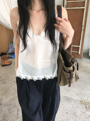 tempting Amy韩代 26春夏 东大门 蕾丝立体花朵 吊带背心洋气纯色