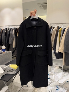 WOOD SAGE Amy韩代 25fw 东大门 纯色 中长款宽松版 大衣外套