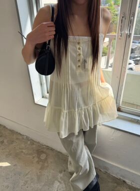 acme Amy韩代 26春夏 东大门 蕾丝花边 吊带背心 荷叶边 纯色百搭