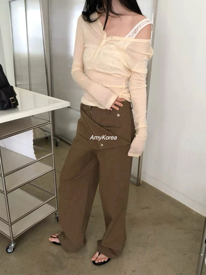 lake Amy韩代 26早春 东大门 洋气时尚 铆钉翻边 裙帘裤 休闲百搭