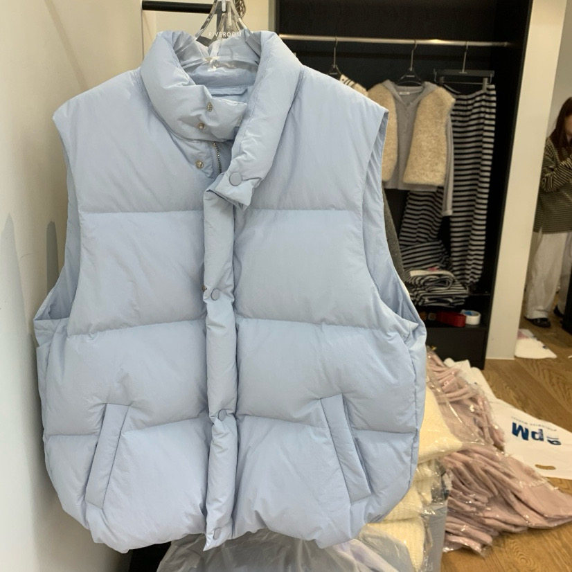 riveroom Amy韩代 26fw 东大门 纯色立领 鹅绒 羽绒马甲背心 百搭