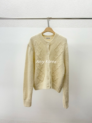 ROMANTICIZE Amy韩代 25fw 东大门 纯色 羊驼毛混纺 系扣针织开衫