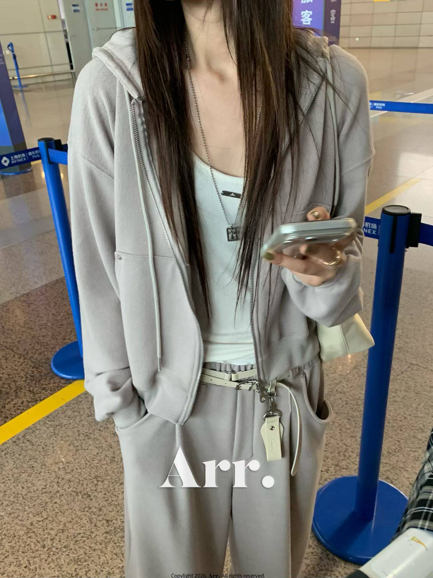 Arr Amy韩代 26早秋 东大门 纯色连帽卫衣+休闲长裤 时尚潮流