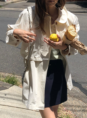 OVERTAKE Amy韩代 26早春 东大门 工装风衣 棉质 腰部抽绳 气质