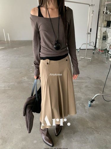 Arr Amy韩代 26fw 东大门 纽扣裤圈 半身长裙 垂坠感 洋气百搭