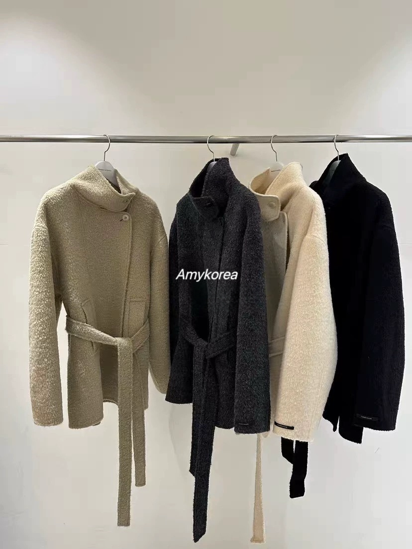 MONDAY TO SUNDAY Amy韩代 25fw 东大门 气质系腰带大衣 纯色立领