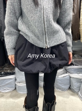 PADO韩国东大门代购24冬季新款女装时尚纯色花苞短裙洋气百搭显瘦