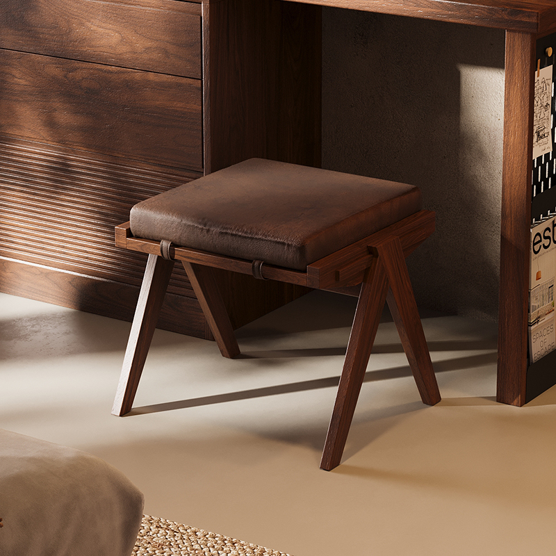 北美黑胡桃木梳妆台凳子化妆凳