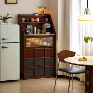 小万中古实木餐边柜茶水柜客厅复古咖啡柜一体储物柜小户型收纳柜